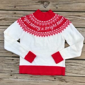 Ladies HOLIDAY TIME “Merry & Bright” Intarsia Mock Neck Winter Sweater S 4-6